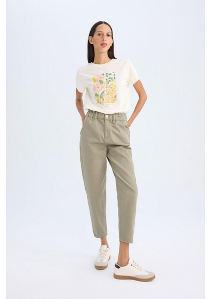 Paperbag Gabardin Kumaş Pantolon Yüksek Bel Cepli Basic Düz Standart Paça S2790AZ24WN fiyatları