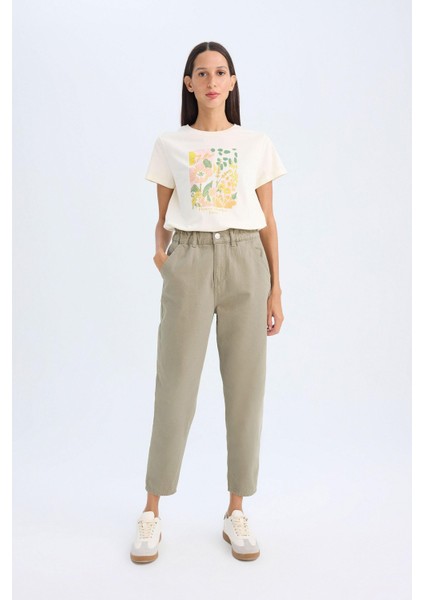 Paperbag Gabardin Kumaş Pantolon Yüksek Bel Cepli Basic Düz Standart Paça S2790AZ24WN modelleri