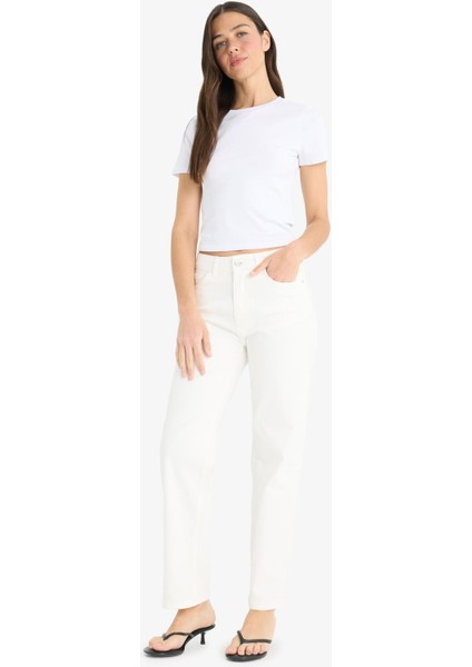 Comfort Straight Normal Bel Bilek Boy Beyaz Jean Pantolon F6174AX25HS