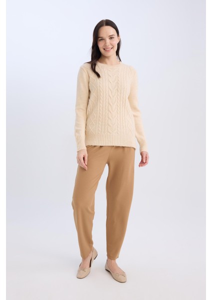 Pantolon Straight Fit Lastikli Bel Piliseli Basic Düz D4405AX24WN fiyatları