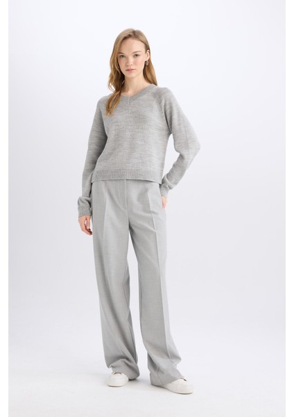 Standart Boy Kumaş Palazzo Pantolon Wide Leg Geniş Bol Paça Basic Düz Yüksek Bel C6402AX25SP fırsatları