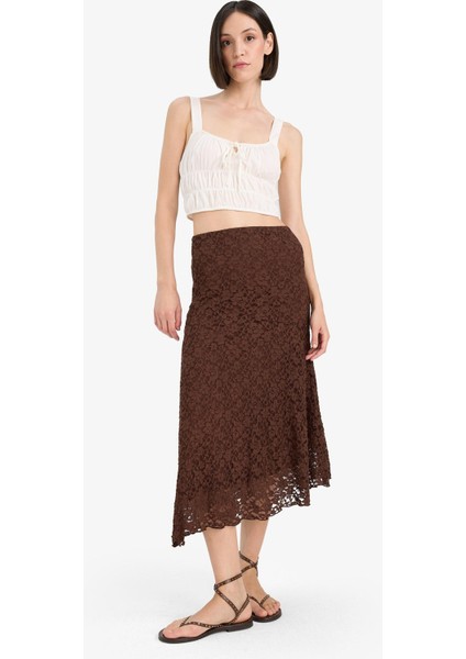 A Kesim Normal Bel Dantel Midi Etek E4812AX25SP