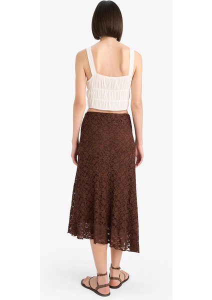 A Kesim Normal Bel Dantel Midi Etek E4812AX25SP