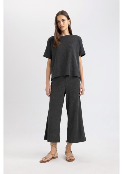 Wide Leg Geniş Bol Paça Normal Bel Bürümcük Kapri Pantolon C4329AX24SP