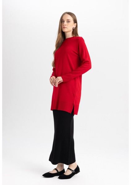 Regular Fit Beli Lastikli Basic Düz Siyah Triko Maxi Etek D2526AX24WN