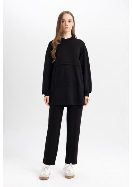 Regular Fit Rahat Kalıp Basic Düz Fitilli Çift Cepli Casual Siyah Pantolon B0044AX24AU