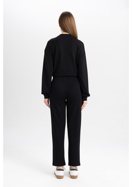 Regular Fit Rahat Kalıp Basic Düz Fitilli Çift Cepli Casual Siyah Pantolon B0044AX24AU