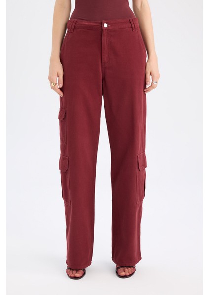 Straight Fit Gabardin Pantolon Kargo Cepli Normal Bel Düz Paça D3762AX24AU fırsatları