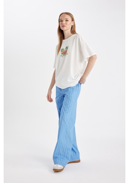 Coool Straight Fit Çizgili Normal Bel Poplin Pantolon D4855AX24HS indirimleri