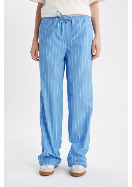 Coool Straight Fit Çizgili Normal Bel Poplin Pantolon D4855AX24HS