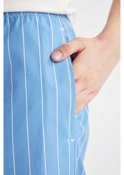 Coool Straight Fit Çizgili Normal Bel Poplin Pantolon D4855AX24HS