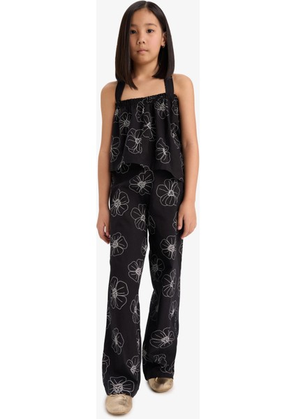 Kız Çocuk Desenli Wide Leg Geniş Paça Pamuklu Pantolon D7610A825SM fiyatları