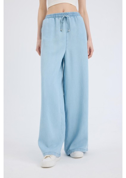 Yüksek Bel Düz Paça Tensel Yıkamalı Pantolon D8234AX25SM fırsatları