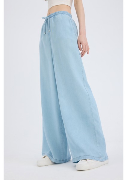 Yüksek Bel Düz Paça Tensel Yıkamalı Pantolon D8234AX25SM indirimleri