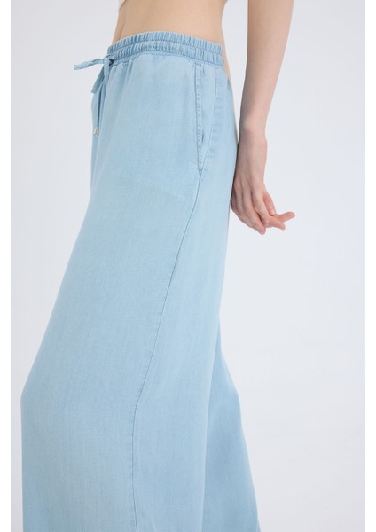 Yüksek Bel Düz Paça Tensel Yıkamalı Pantolon D8234AX25SM