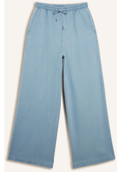 Yüksek Bel Düz Paça Tensel Yıkamalı Pantolon D8234AX25SM