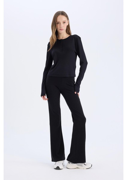 Coool Flare Fit Esnek Belli İspanyol Paça Ribana Pantolon E0628AX25SP