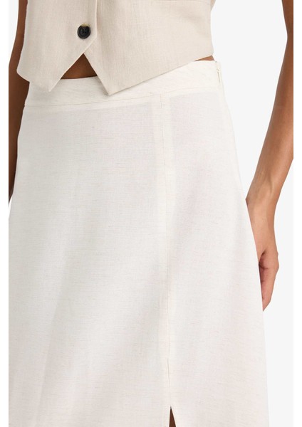 A Kesim Normal Bel Yırtmaçlı Keten Karışımlı Maxi Etek E6024AX25SM indirimleri