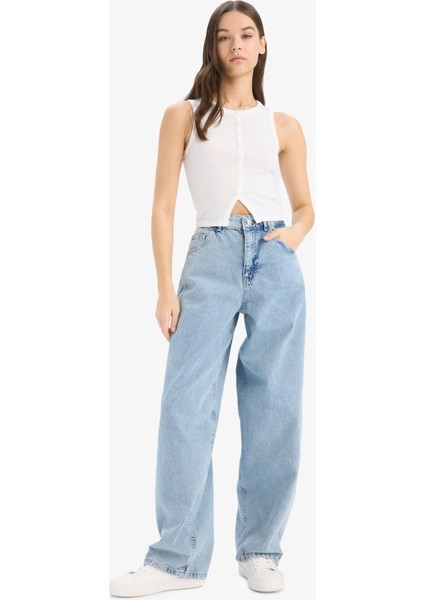 Baggy Fit Yüksek Bel Uzun Jean Yıkamalı Pantolon E3187AX25SP modelleri