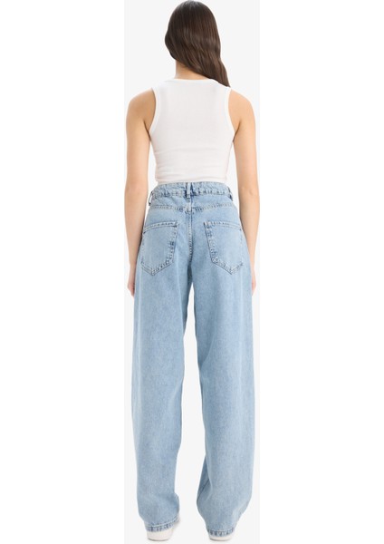 Baggy Fit Yüksek Bel Uzun Jean Yıkamalı Pantolon E3187AX25SP