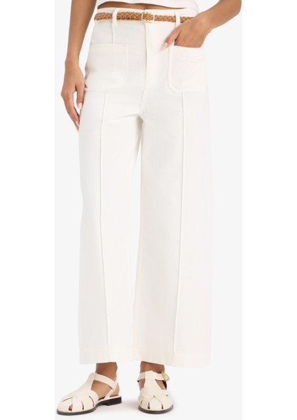 Regular Fit Cepli Yüksek Bel Kemerli Gabardin Pantolon F5933AX25SM indirimleri