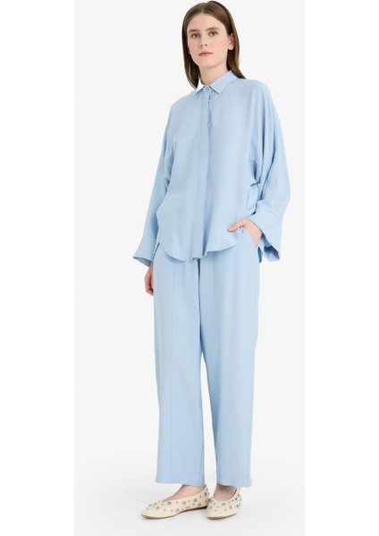 Harem Keten Karışımlı Geniş Paça Pantolon D9732AX25SM