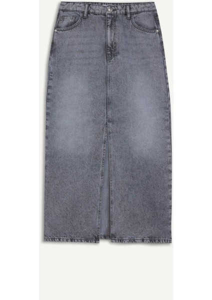 Long Fit Yırtmaçlı Cepli Uzun Boy Jean Etek D1375AX24AU