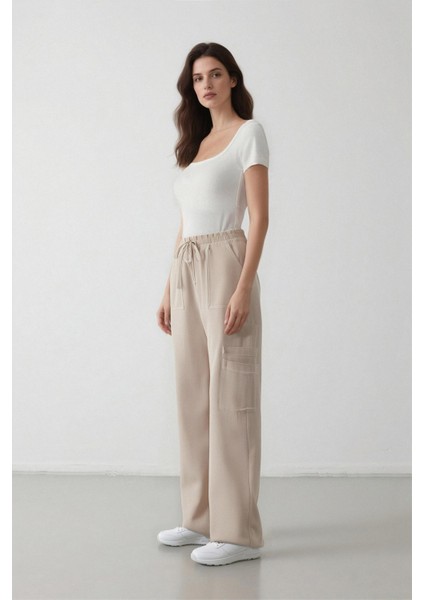 Coool Wide Leg Geniş Paça Keten Karışımlı Pantolon Kargo Cepli Yüksek Bel C0964AX24SM fiyatları
