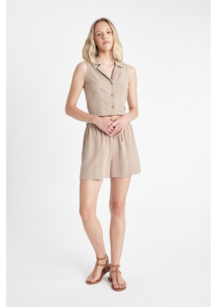 Regular Fit Normal Bel Keten Karışımlı Şort D0967AX24HS modelleri