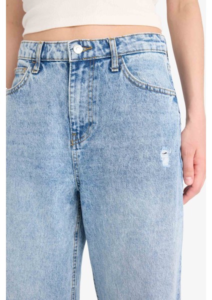 Wide Leg Yırtık Detaylı Yüksek Bel Geniş Paça Uzun Jean Pantolon E1681AX25SM indirimleri