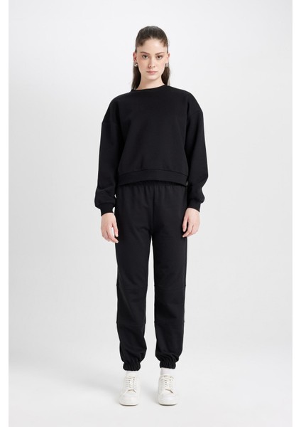Jogger Eşofman Altı Beli Paçası Lastikli Cepli Uzun Boy Basic Düz D6646AX24WN