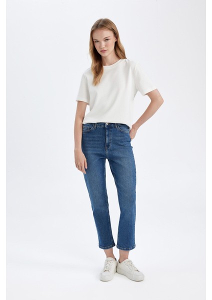 Mary Vintage Straight Fit Yüksek Bel Paça Ucu Kesik Bilek Boy Jean Yıkamalı Pantolon C7366AX24AU fiyatları