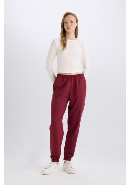 Bordo Jogger Eşofman Altı Cepli Beli Lastikli Bağcıklı Dar Paça Uzun Boy E5976AX25SP fiyatları
