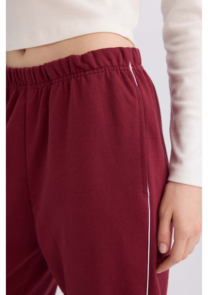 Bordo Jogger Eşofman Altı Cepli Beli Lastikli Bağcıklı Dar Paça Uzun Boy E5976AX25SP fırsatları