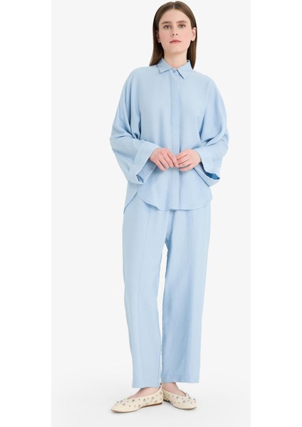 Harem Keten Karışımlı Geniş Paça Pantolon D9732AX25SM fırsatları