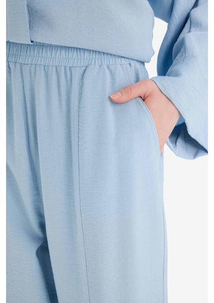 Harem Keten Karışımlı Geniş Paça Pantolon D9732AX25SM