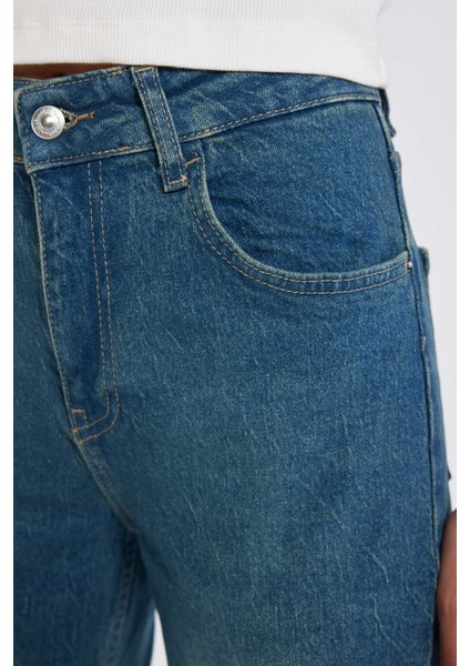 Comfort Mom Yüksek Bel Uzun Jean Yıkamalı Pantolon D4302AX24AU indirimleri