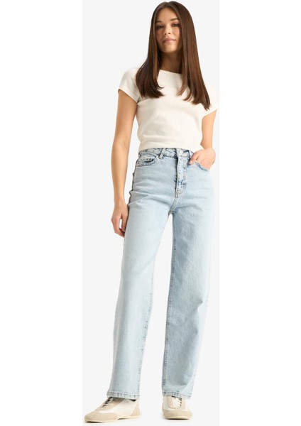 Comfort Straight Yüksek Bel Bilek Boy Jean Yıkamalı Pantolon F2150AX25SM modelleri