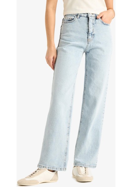 Comfort Straight Yüksek Bel Bilek Boy Jean Yıkamalı Pantolon F2150AX25SM fırsatları