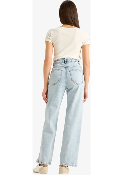 Comfort Straight Yüksek Bel Bilek Boy Jean Yıkamalı Pantolon F2150AX25SM