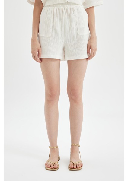 Regular Fit Normal Bel Kısa Paça Müslin Şort Y0996AZ24HS