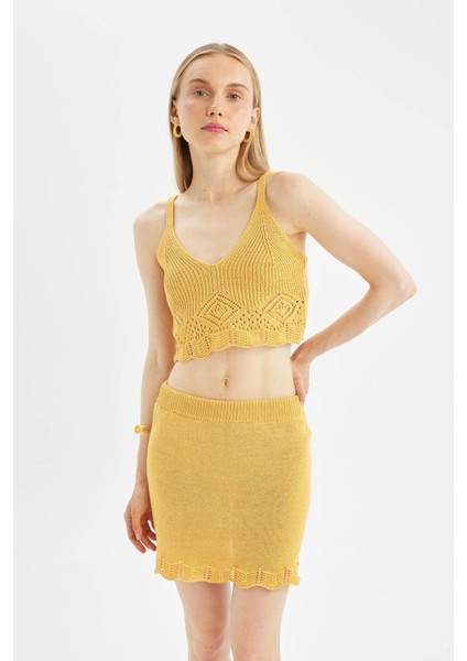 Coool Slim Fit Dar Kesim Kroşe Mini Etek D3583AX24HS