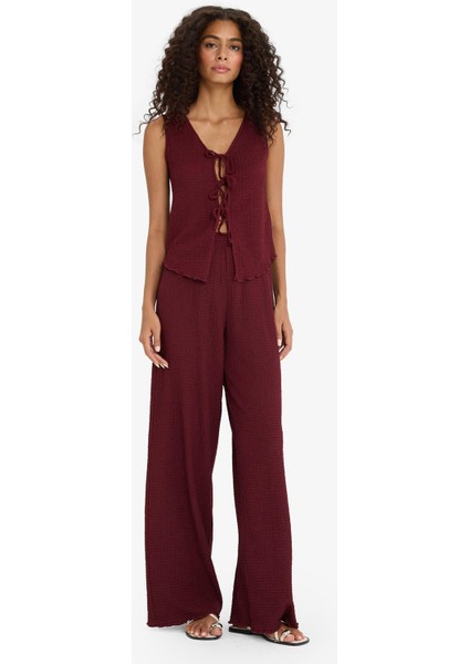 Wide Leg Geniş Bol Paça Bürümcük Pantolon D3570AX25AU modelleri
