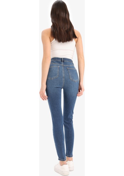 Anna Skinny Fit Yüksek Bel Düz Paça Uzun Jean Taş Yıkama Pantolon D8177AX25SP