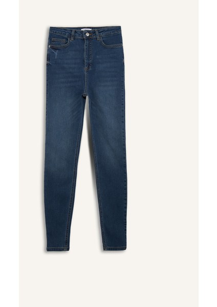 Anna Skinny Fit Yüksek Bel Düz Paça Uzun Jean Taş Yıkama Pantolon D8177AX25SP
