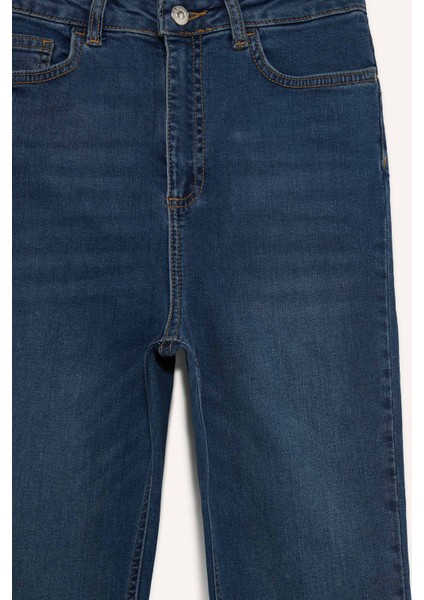 Anna Skinny Fit Yüksek Bel Düz Paça Uzun Jean Taş Yıkama Pantolon D8177AX25SP