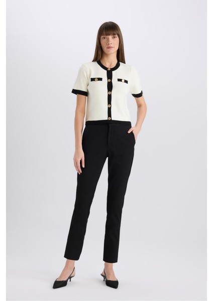 Klasik Chino Kumaş Pantolon Normal Bel Basic Düz Cepli Bilek Boy C1429AX25SP