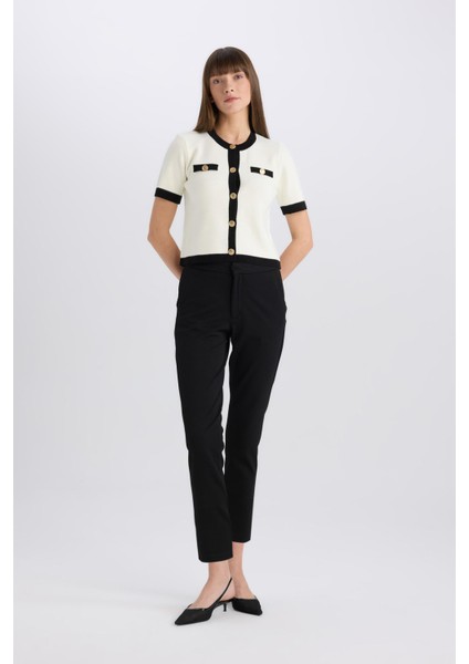 Klasik Chino Kumaş Pantolon Normal Bel Basic Düz Cepli Bilek Boy C1429AX25SP modelleri