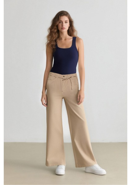 Coool Gabardin Palazzo Pantolon Wide Leg Yüksek Bel Geniş Bol Paça E1794AX25SP