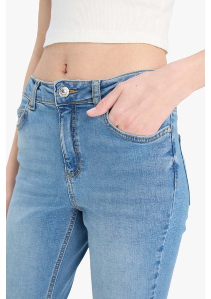 Skinny Fit Yüksek Bel Düz Paça Uzun Jean Taş Yıkama Pantolon D8189AX25SP indirimleri